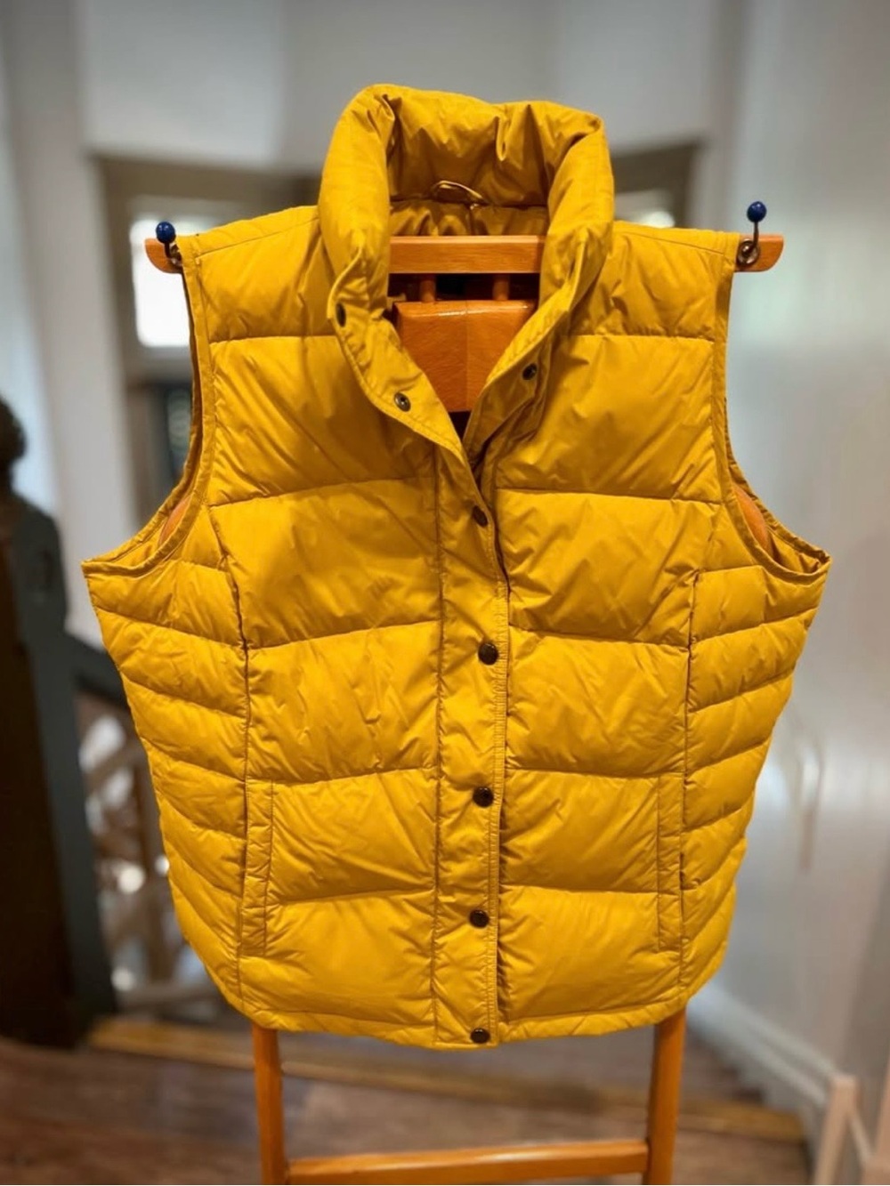 Lands' End Mustard Yellow Quilted Puffer Vest